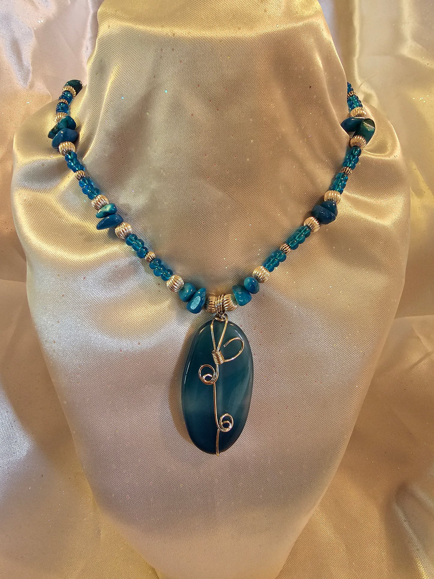 Wire Wrapped Blue Glass
