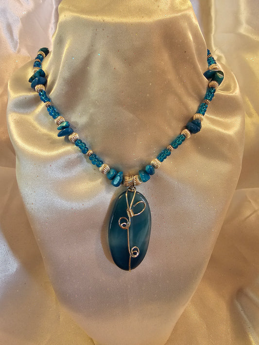 Wire Wrapped Blue Glass